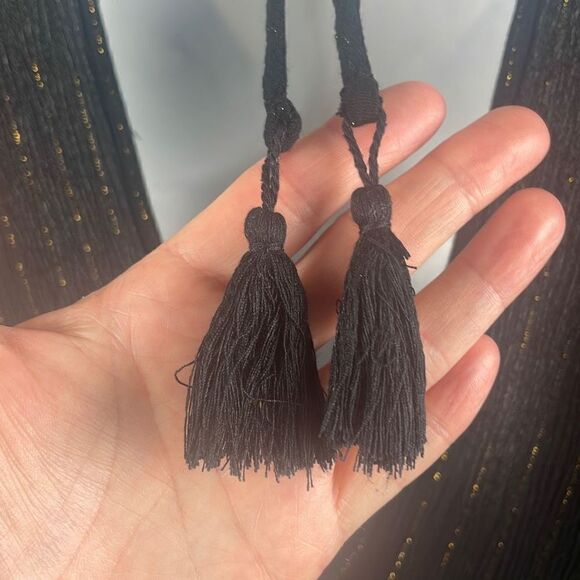 Xhilaration Gauze Tie Back Top XL Black Gold Pinstripe - Picture 7 of 9